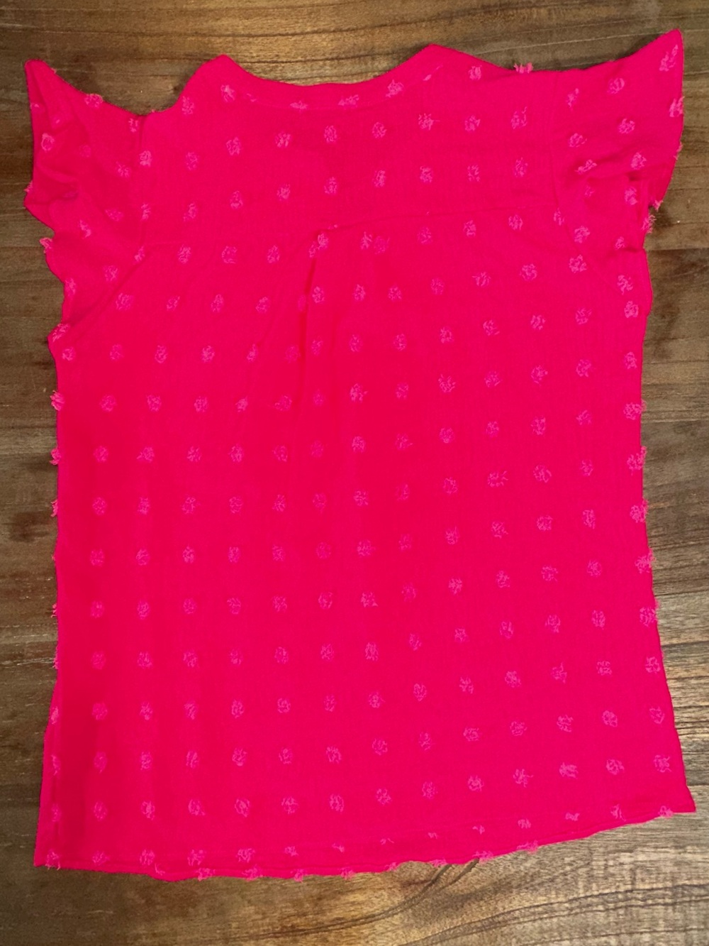 Bright Hot Pink Flutter Sleeve Blouse. Size: LARGE - Picture 3 of 6